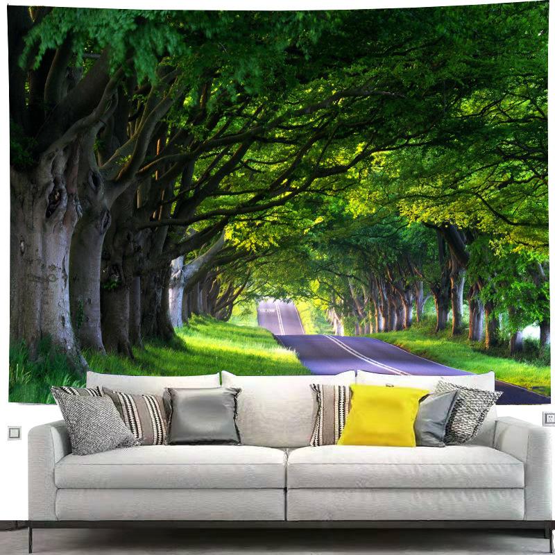 VIKAMA Forest Landscape Print Tapestry, For Living Room And Bedroom Home Decoration Wall Hanging, Washable And Dirt-Resistant.
