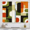 Retro Geometric Curtains 2pcs – Mid-Century Modern Abstract Design In Orange Green Black Cream, Living Room Decor