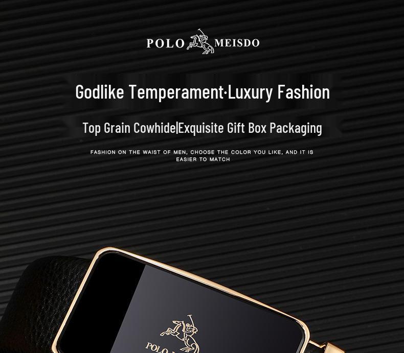 Genuine Paul Leather Men's Automatic Buckle Belt - High-End Cowhide Business Waistband