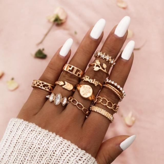 

Парные кольца для женщин Anillos Mujer Gold Ring Set Bagues Anillo Bohemian Jewellery Slytherin Accessories Couple Gift Sygnety