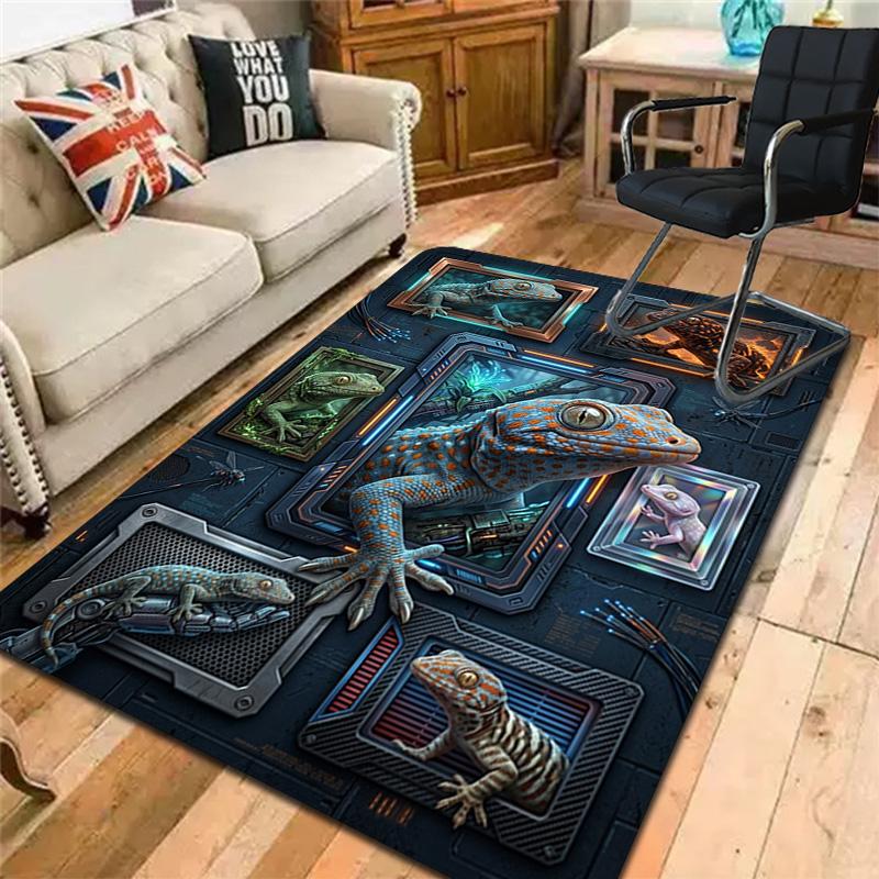 Gecko Frames Pattern Rug Floor Mat for Living Room or Bedroom Soft and Comfortable Carpet a Gift for Birthday and Holiday.