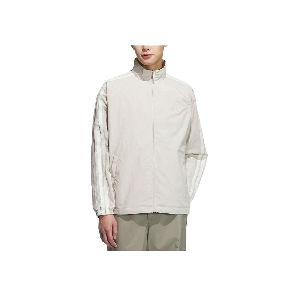 Adidas Sports Lifestyle Series Casual Striped Zipper Long Sleeve Jacket Men Jackets Beige KC3894