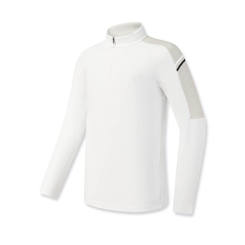 FILA Golf Series Minimalist Stylish Casual Sports Comfortable Long Sleeve T-Shirt Men tops Jade-White A11M615212FWT