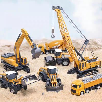 צעצועי רכבי הנדסה לבנים סגסוגת+פלסטיק דגם טרקטור מחפר דחפור מנוף משאית Diecast אוסף לילדים מתנות
