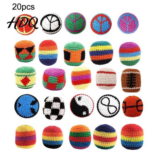 Footbag für Anfänger Häkeln Jonglierbälle Kinder Weiche Handgewebte Gestrickte Säcke Geschicklichkeitsaufbau Spaß Gleichgewicht Reflexe Koordination Verbessern Outdoor-Spiel &