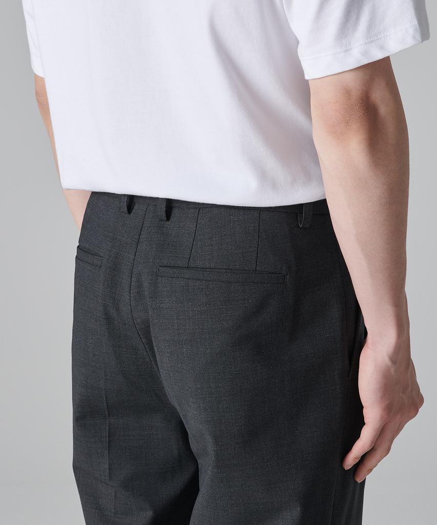 Musinsa Standard Summer Wool Two-Tuck Wide Hidden Elastic Waist Slacks [Charcoal Gray]