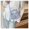 Chic Solid Color Faux Leather Shoulder Bag, Women's Semi Circle Handbag with Snap Lock, Trendy Commute Crossbody Purse CLE