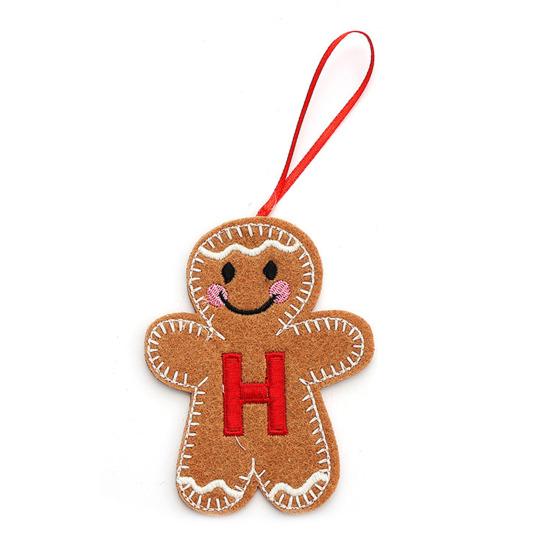 Gingerbread Man Ornaments Initial Alphabet Monogram Gingerbread Hanging Ornament Family Name Letter Xmas Tree Decor