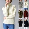 Women's Color Turtleneck Sweater Long Sleeve Twisted Flower Base Sweater