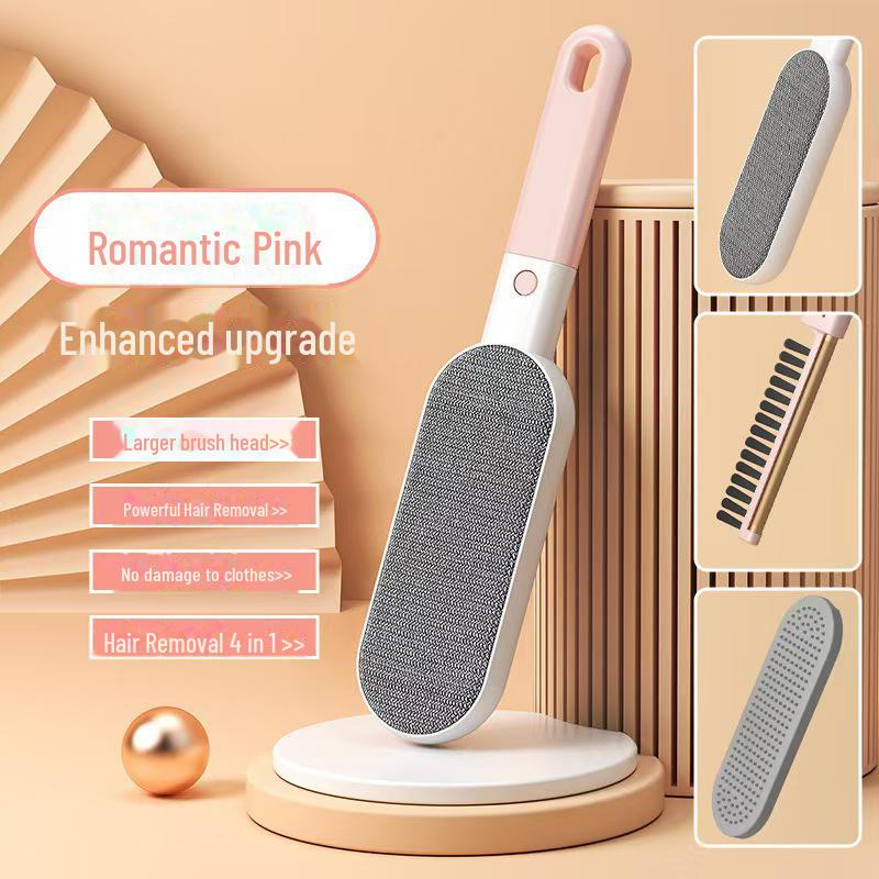 

Электростатическая щетка для удаления шерсти и пыли 4 в 1 для одежды, шерсти домашних животных и диванов 4-in-1 hair removal brush (color box) розовый