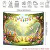 2D Easter Photo Booth Backdrop, Cute Bunnies & Floral Garden Photography Background
