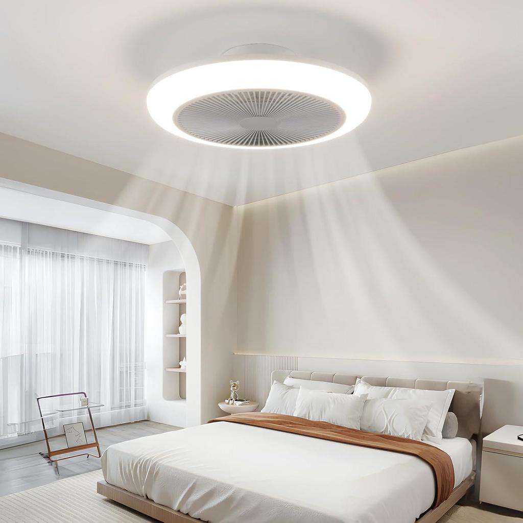 Silent Ceiling Fan Light with Integrated Remote for Bedroom or Living Room