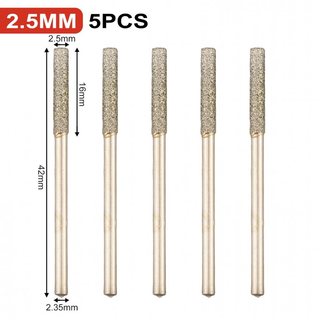 5*/ Punte diamantate 0,8-2,5 mm Gambo 2,35 mm Per Vetro Giada Ambra Vetro#