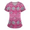 Women's Fashion Printed Short Sleeve V Neck Pattern Tops Pocket Working T-shirts