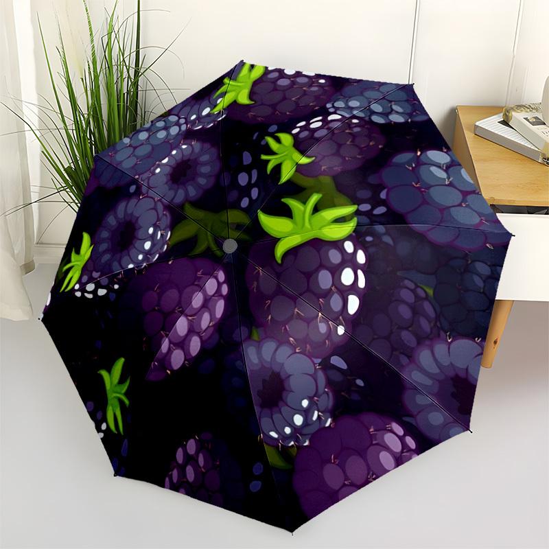 

1pc Raspberries Automatic Opening/Closing Folding Umbrella with 8 Ribs,Windproof Portable Sunshade Umbrella Holiday gift yy260401093