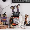 Halloween Wooden Decorations Witch Ghost Figurines Party Tabletop Props Home Event Decoration