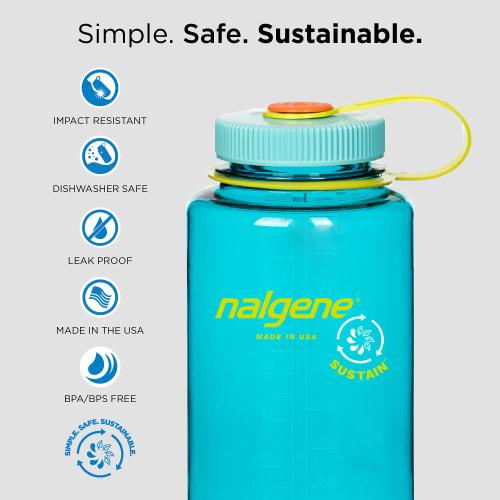 Nalgene Wide Mouth Bottle, 1.0L, Polyester, Tritan, Clear, 91316