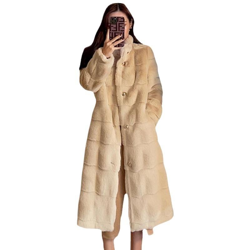 Imitation Danish mink jacket Women's winter imitation mink fleece fur coat Light long plush top Thickened