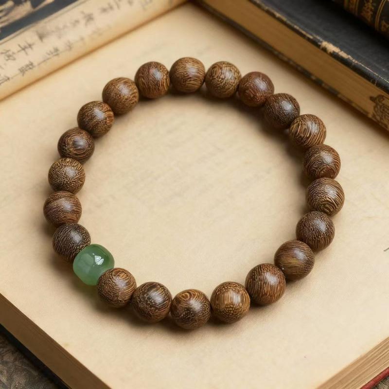 Golden Sandalwood Prayer Beads - Natural Wooden Hand String for Men & Women, Retro Tide Design, Scenic Area Gift.