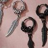 Fashion Stainless Steel Clip Earrings Feather High Quality Creative Simple For Men Women Classical Hip Hop Music