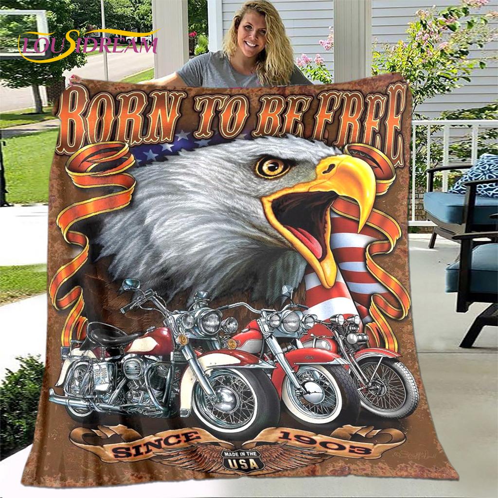3D Retro Vintage Motorcycle Soft Plush Blanket,Flannel Blanket Throw Blanket for Living Room Bedroom Bed Sofa Picnic Cover Gift