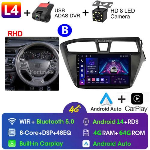 Fortress 6G 128G Android 12 Car Radio For Hyundai I20 LHD 2015 2016 2017 Stereo GPS Carplay Auto Multimedia Player 2Din DVD