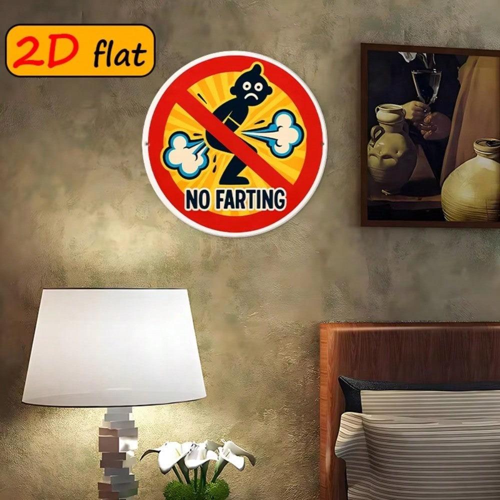 Round Aluminum Sign 20cm Odor Protection Metal Wall Poster for Restaurant