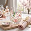 Hummingbird Morning Bliss Glass Tea Cup Embossed Floral Hummingbird Coffee Mug Elegant Glass Tumbler for Summer Party Supplies