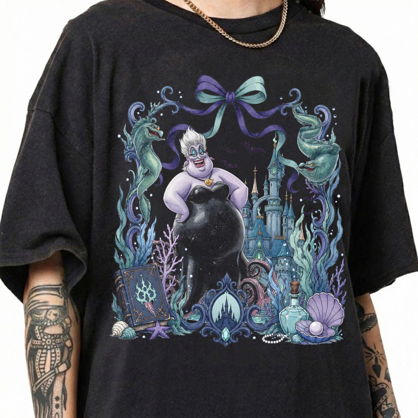 Coquette Villains Ursula Shirt, Little Mermaid Villain Tee, Disney Family Vacation Outfit L