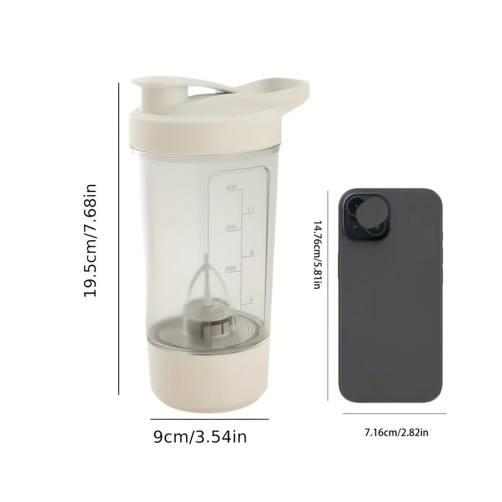 1pc Portable USB Electric Blender Cup - Automatic One-Touch Operation, Transparent with Measurement Markings, Food-Grade PP Mini Handheld Milk