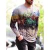 Módní vícebarevné lakované tričko s 3D potiskem Podzimní trend Street Prodyšné Harajuku Ležérní Pánská trička s dlouhým rukávem
