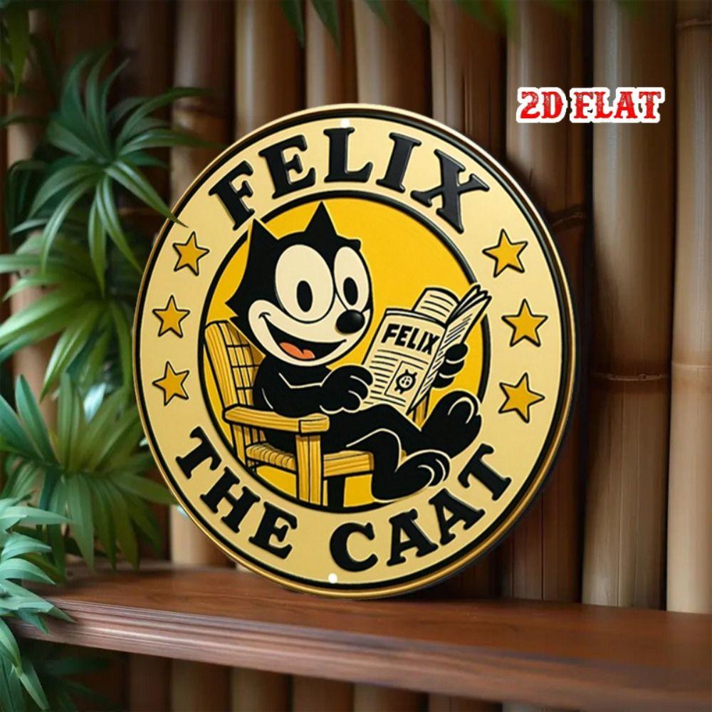 Metal Cat Wall Decor Tin Sign Gift For Friend 15x30cm Vintage Home Art