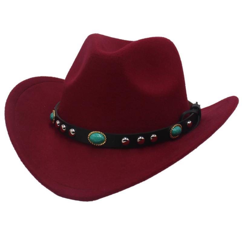 Ethnic Style Cowboy Hat With Brass Rivets For Winter Men Women