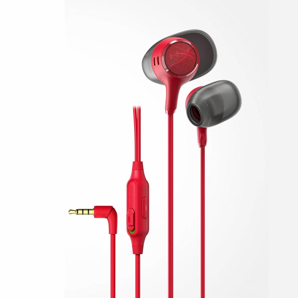 HyperX Cloud Earbuds III Gaming Earphones Wired 3.5mm Dynamic 14mm Driver Patented Intra-Concha Ear Tip Design Built-in Microphone Red BN7S0AA
