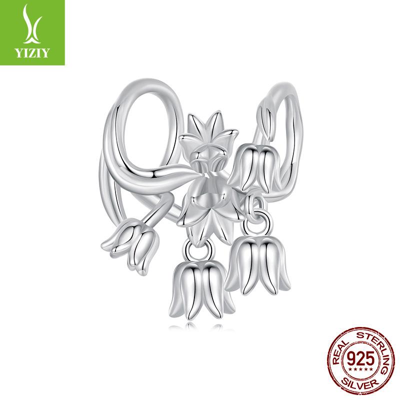 925 Sterling Silver Lily Of The Valley Beaded Charm Loose Bead Accessories Accessories