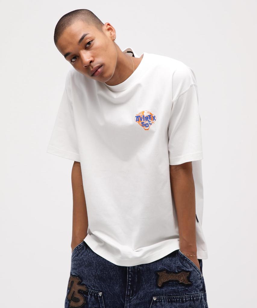 AVIREX USA T-SHIRT Logo Short Sleeve T-shirt Men's XL 030 White 783-5234002