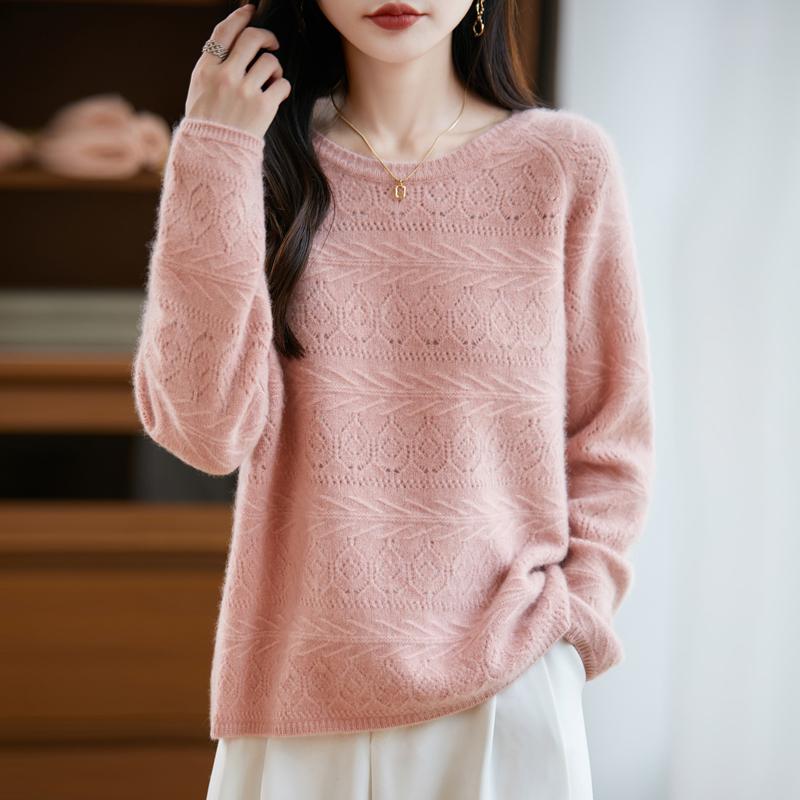 Women's cashmere sweater Qinghe cashmere 30% cashmere 70% wool autumn and winter pullover warm and fashionable
