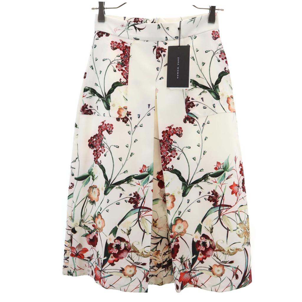 unused ZARA WOMAN Floral Knee length skirt S Ivory Women Used