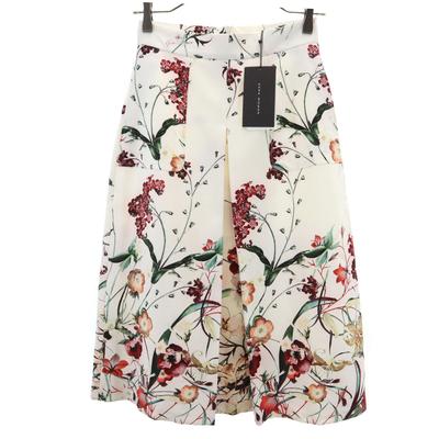 Unused ZARA WOMAN Floral Knee Length Skirt S Ivory Women Used