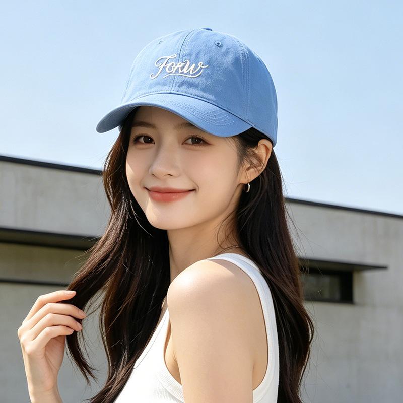 Fashion Hat Women's Baseball Cap New Korean Embroidered Versatile Baseball Cap Face-Flattering Small and Large Brimmed Sunshade Sun Hat