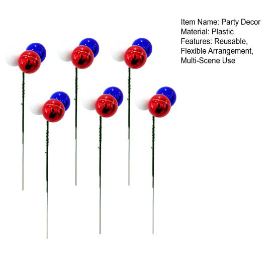 Independence Day Colorful Balls And Branches, Red White Blue Floral Poles, Reusable Plastic Foam Spheres, Vase Cake Decoration, Patriotic Party Decor