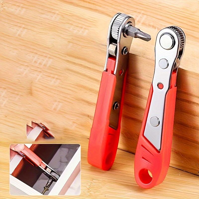 1pc Ratchet Screwdriver with 10 Bits - Narrow Space Handle, Front/Rear & Right Angle Bending, Cross/Flat/Dome Heads