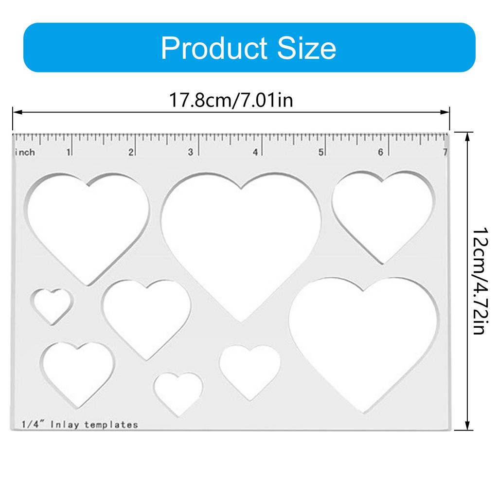 Szablon akrylowy z wkładką w kształcie trójkąta lub serca Przezroczysty szablon do frezarki Skala rysunkowa Linijka do precyzyjnych pomiarów w obróbce drewna
