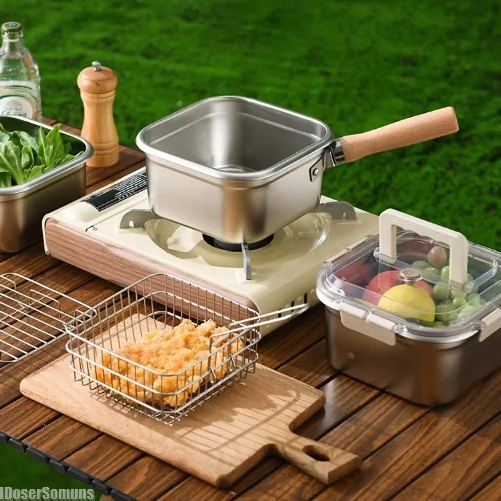 

Корзина для жарки из нержавеющей стали, пароварка 2,5 л, набор походной посуды, квадратный ланч-бокс для сохранения свежести, для пеших походов Basket