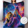 Rainbow Hair Girl Pattern Flannel Small Throw Blanket, a Soft and Warm Blanket Suitable for Sofas, Home Leisure, Air-conditioned