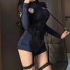 Cosplay Kostüüm Bodysuit Seksikas Ööklubi Politseiniku Kostüüm Politseiniku Cosplay Vormiriietus Retuusid(Üheosaline kostüüm + rihmad + raadiosaatja)