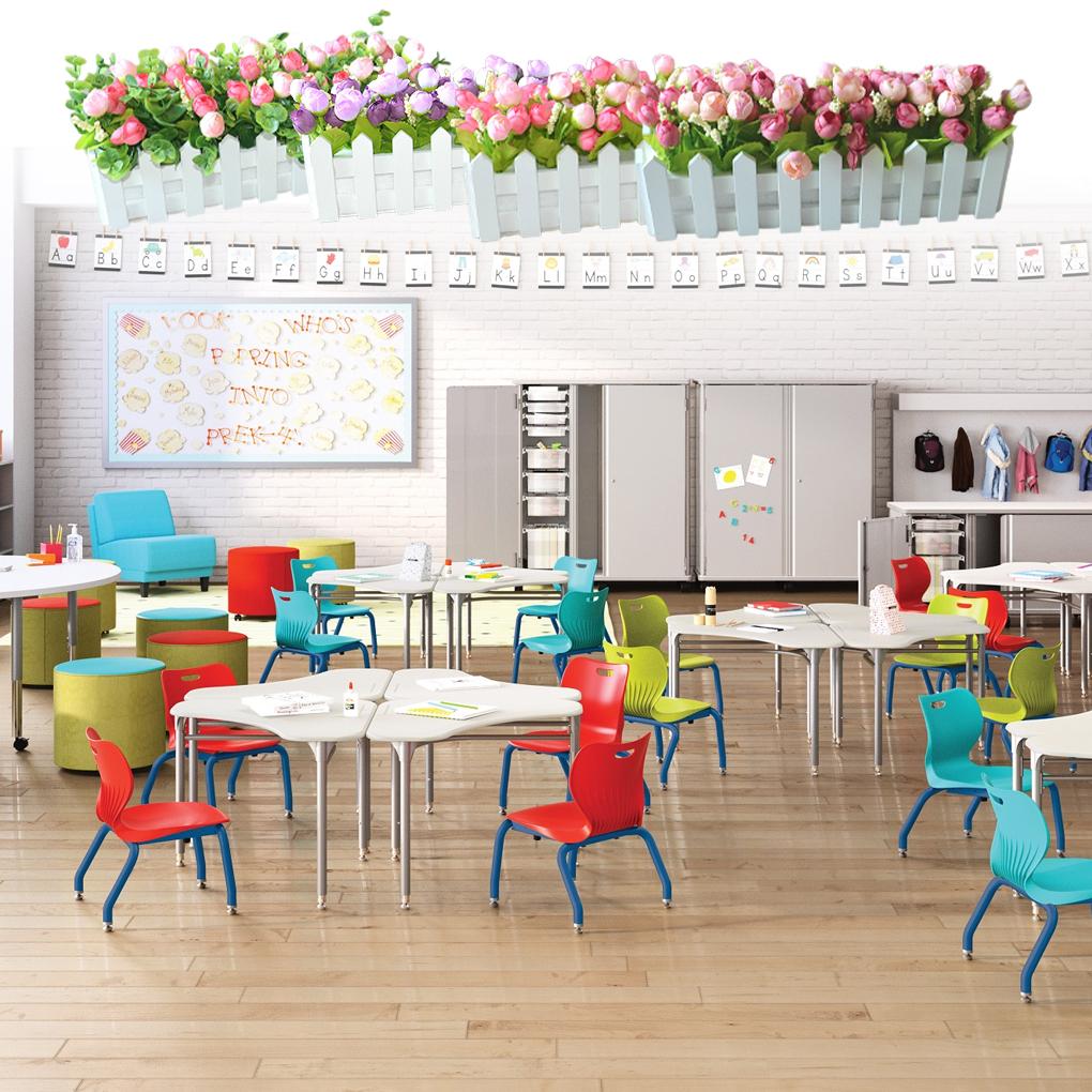Kunstige blomsterplanter Gjerde Blomsterpotte Plantebeholder Plantekasse Blandet farge for Kontor Midtstykke Arrangement