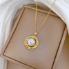 Titanium Steel, Rotating Bird'S Nest Pearl Light Luxury Temperament Gorgeous Full Diamond Necklace Female Versatile Collarbone Chain\