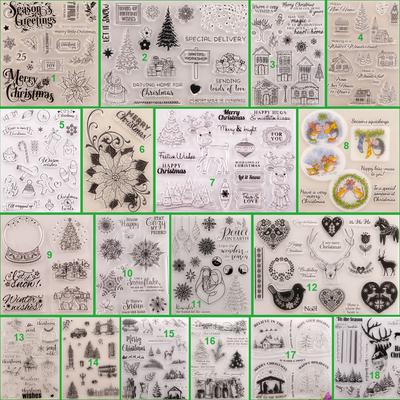 Christmas House Transparent Silicone Clear Stamps for Seal DIY Scrapbooking Photo Album Decor Snowman Deer Snowflake
