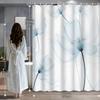 1Pcs Blue Theme Simple Beautiful Floral Shower Curtain, Bathroom Decoration, Including Shower Curtain With Hooks For Bathroom